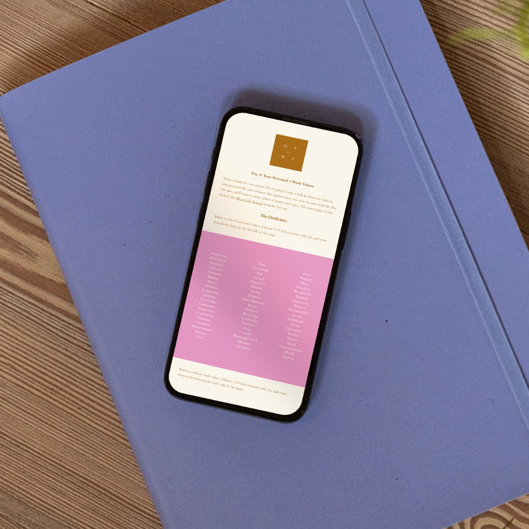 A mockup of the mini-course on a cell phone screen.
