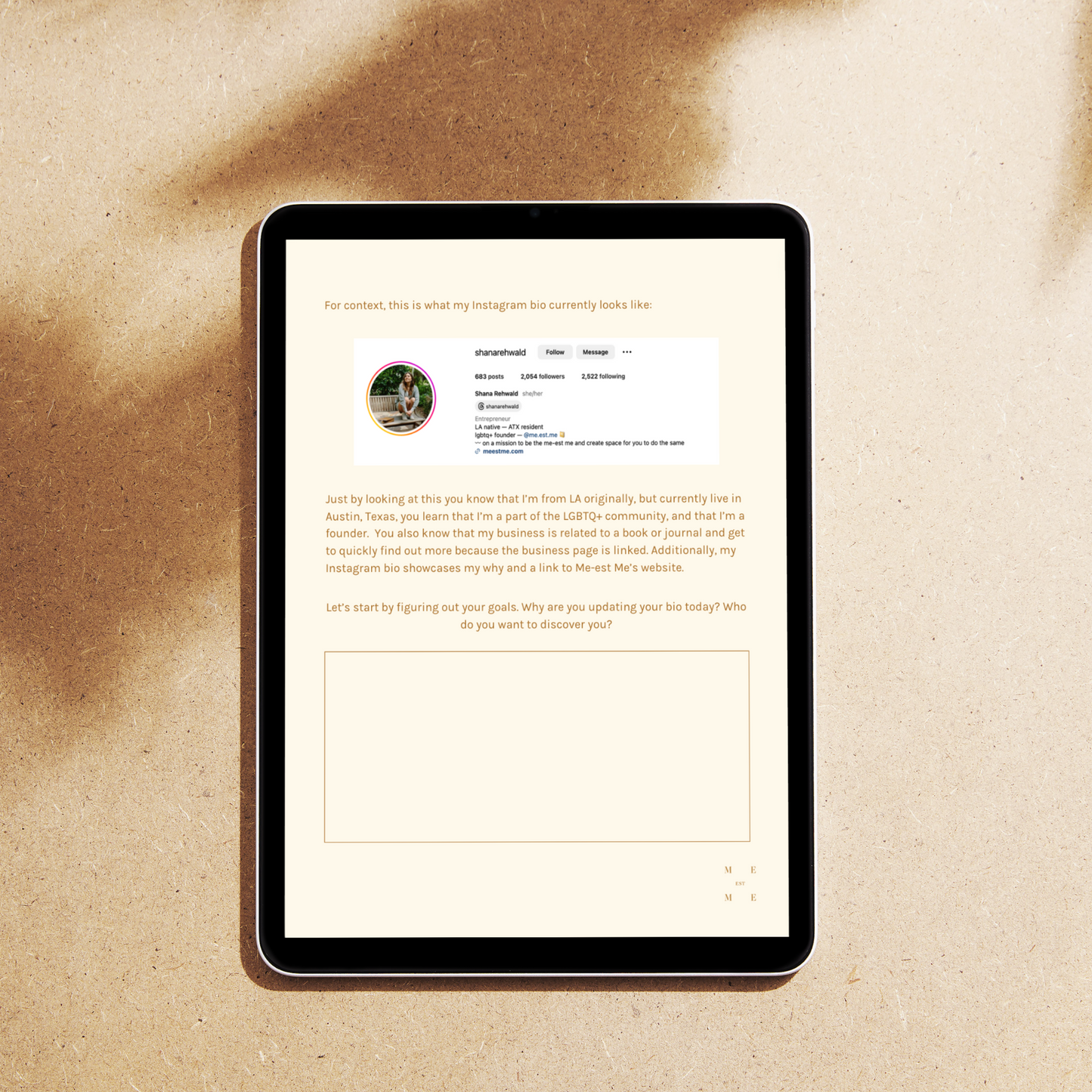 A mockup on a cell phone of the free course for your instagram bio